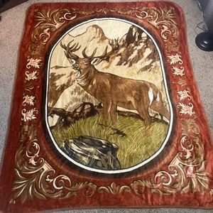 Novatex Blanket Deer Buck Stag Nova Textiles Vintage Thick Matrimonial 220x180cm - Picture 1 of 8