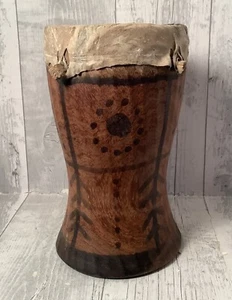 African Tribal Drum, Traditional Wood Pegged Skin Construction - Picture 1 of 8