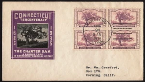 SC# 772 FDC, Tercentenary of Connecticut B4, Ioor cachet, flap open - Picture 1 of 1