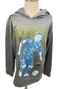 Lionel Messi FCB Futbol Soccer Club Barcelona #10 Youth Boys Hoodie Gray Medium - Picture 1 of 5