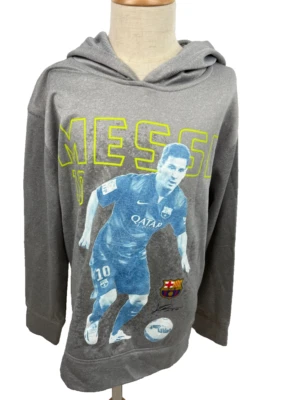 Sudadera con Capucha Lionel Messi FCB Fútbol Club Barcelona #10 Jóvenes Niños Gris Mediana Foto 1 de 4