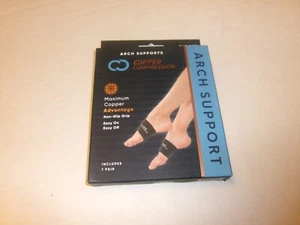 Copper Compression Arch Support - Highest Copper Content Non-Slip 1 Pair - Black - Picture 1 of 2