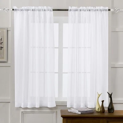 MYSTIC-HOME Cortinas Transparentes Blanco 45 Pulgadas 52"W x 45"L (Pack de 2),  Foto 1 de 4