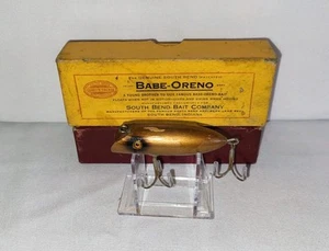 Vintage South Bend Babe Oreno 972 Copper Wood Fishing Lure Glass Eyes w/ Box - Picture 1 of 13
