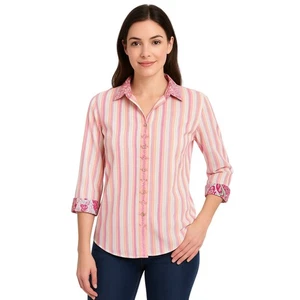 Robert Graham Striped Multicolor  Button Down Shirt - Paisley Trim, Size S - Picture 1 of 8