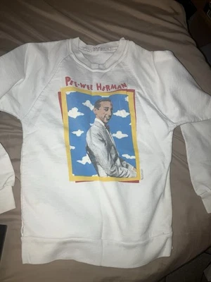 Vintage Pee Wee Herman Graphic Print White Children Sweatshirt Sweater 14/16 L - Image 1 of 4