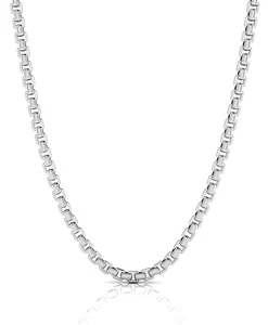 925 Sterling Silver Italian Design Half Round & Square Venetian Box Chain Nec... - Picture 1 of 9