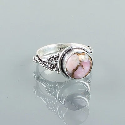 Pink Opal Turquoise Gemstone 925 Sterling Silver Ring Handmade Jewelry Ring Gift - Image 1 of 2