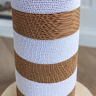 Cat Scratch Post Tower – Wooden Base Cardboard Scratcher with Toy - Image 1 of 4