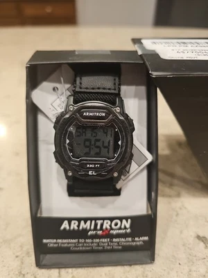 Armitron EL Digital Sports Watch Blue Black Alarm Nylon Band New Battery 39mm - Image 1 of 4