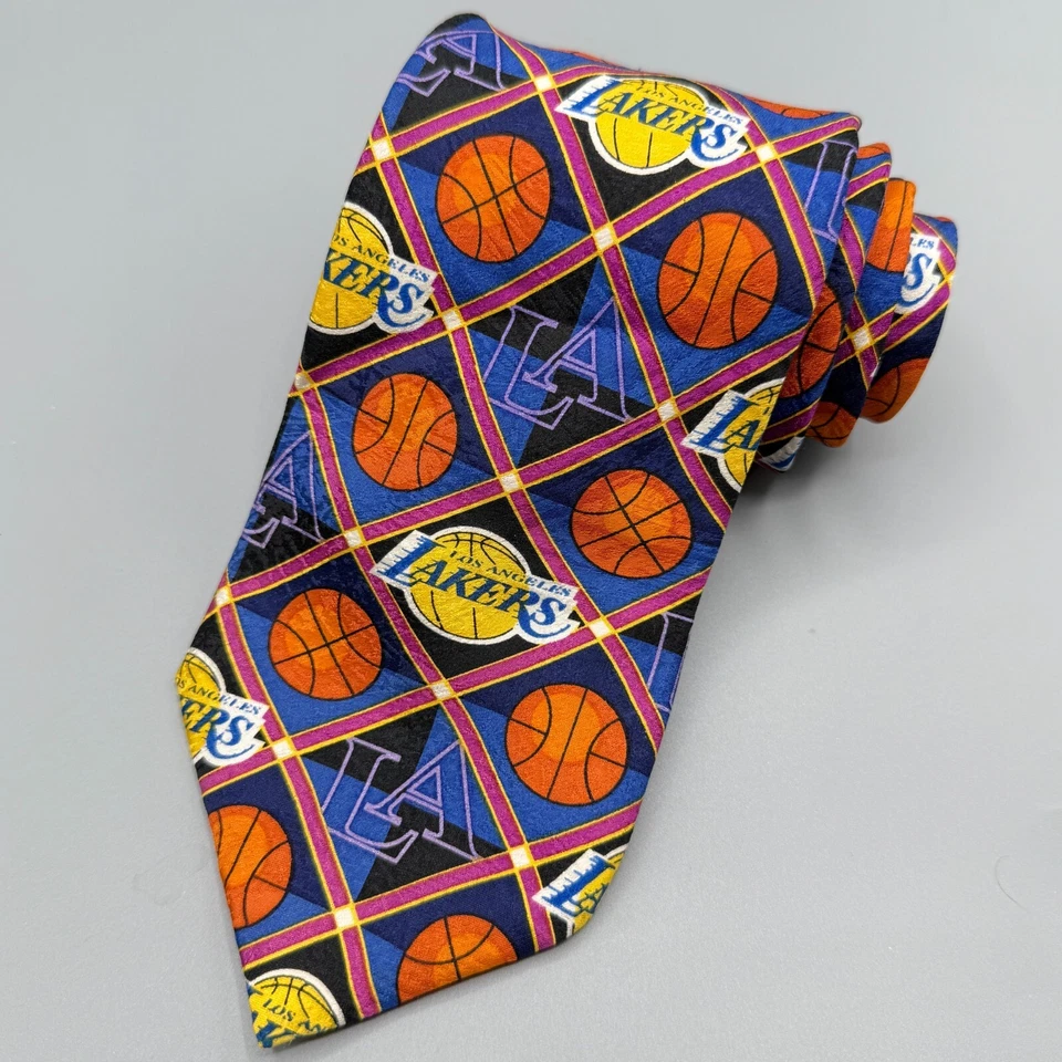 Corbata de baloncesto Los Angeles Lakers Why Not deportiva seda geométrica NBA Estados Unidos Foto 1 de 4