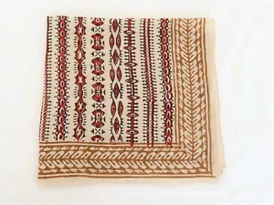 Sciarpa collo 100% cotone boho stampa blocco a mano bandana cotone morbido, stile bohemien - Foto 1 di 6
