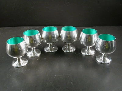 4 VINTAGE GORHAM STERLING ENAMEL CORDIAL CUPS #955 H MON Foto 1 de 4