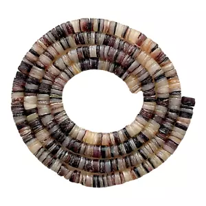 Brown Lip Shell Beads Long 24 Inch Strand 4-5mm Heishi Slice Puka No Clasp - Picture 1 of 2