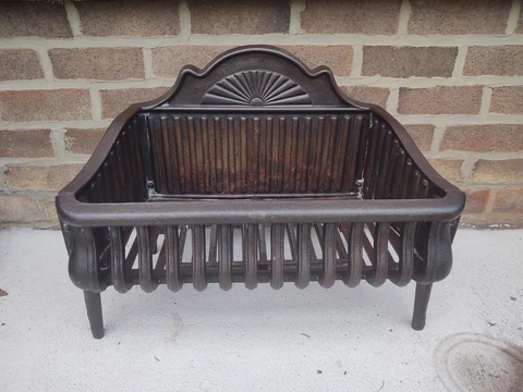 Antique Cast Iron Fireplace Insert Log Holder Cover