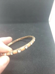 Bangle Bracelet Orange And Diamond Like Stones. - Picture 1 of 4