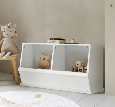 Stackable Storage Cabinet Double Stacking Storage Trunk Toy Box Chest - White - Image 1 of 4