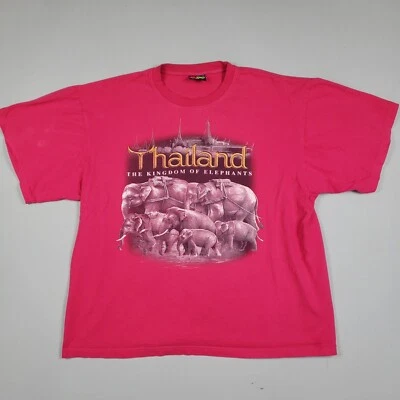 Camisa Tailandia Vintage Adulto XL Rosa Manga Corta Elefante Gráfico Camiseta Foto 1 de 4
