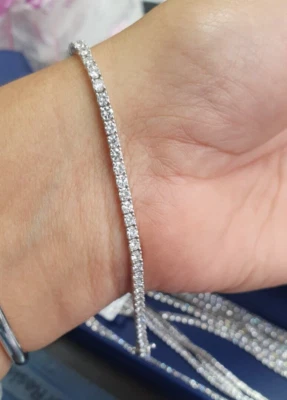 Certified 2.45Ct 100% Natural Round Diamond women's Tennis Bracelet White Gold - Image 1 of 4