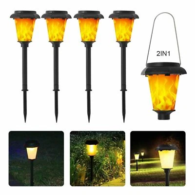 Solar Fackel 1-4 er Set LED Solarleuchte Garten Beleuchtung Licht Lampe Flamme - Bild 1 von 4