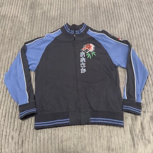 Blue Marlin Track Jacket Mens XL Black Harajuku Tokyo Embroidered Y2K Retro - Picture 1 of 11