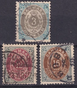 Denmark 1895-1901 SC#41, 46,47 USED - Picture 1 of 2