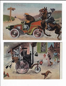 2 English Comic 1902 Evolution of the Motor Car Postcards #III & #IV p1183 - Picture 1 of 2