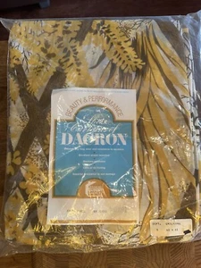 2 - NOS Vintage transparente Vorhänge 54x60 braun gelb Blätter Bäume Drakon PAAR - Bild 1 von 7