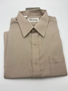 Vintage 80s classic tan Shirt | Men's Size 42/43 | Button Down long sleeve shirt - Picture 1 of 6