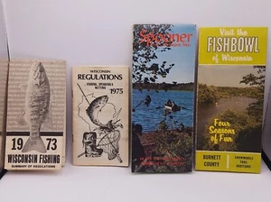 Vintage 4 Fishing Paper Items-2Fishing Regulation Books/2 Wisconsin Fishing Maps - Picture 1 of 7