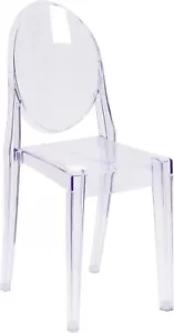 Ghost Accent and Dining Chair with Contoured Seat, Stackable Transparent - Picture 1 of 6