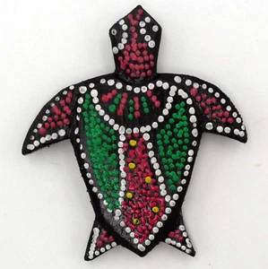 Schildkröte Holzmagnet Kühlschrank Magnet punktbemalt bunt dotpaint 7,5 cm - Bild 1 von 1