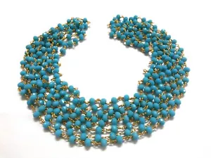 2-5 Fuß Himmelblau Chalcedon Rondelle Facettiert 6 mm Perlen, Rosenkranz Kette Golddraht - Bild 1 von 5