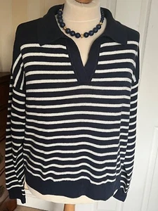 Crew Clothing Ladies Sandy Jumper - BNWT - 18 - Blue & white stripe - Perfect! - Picture 1 of 10