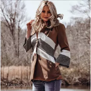 Ryu handmade colorblock blazer coat chevron multicolor small - Picture 1 of 5