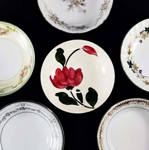Cottage Vintage Mismatched China Dessert Bowls Multicolor Mix Match Set/6 - Picture 1 of 12