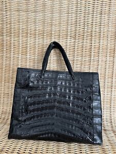 NANCY GONZALEZ black crocodile and tote bag handbag