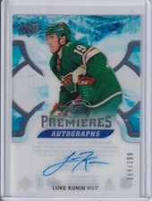 2017-18 Upper Deck Ice Premieres Luke Kunin RC AUTO 159/299 - Minnesota Wild