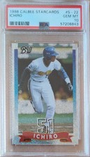 1998 Ichiro Suzuki Calbee Star card PSA10 GEMMINT #S-22 Orix Blue Wave Card 