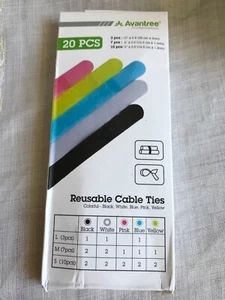Pack 20 Reusable Cord Organizer Keeper Holder Fastening Cable Ties Straps Colors - Picture 1 of 5