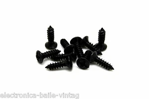 10x BLACK SCREWS FOR PICKGUARD JACK NECK PLATE - TORNILLOS PARA BAJO O GUITARRA - Picture 1 of 1