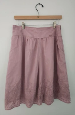 6 FALDA MERONA hasta la rodilla forrada bordada rosa malva 100% algodón rosa polvorienta Foto 1 de 4