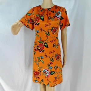 ANN TAYLOR ORANGE FLORAL SPLIT SHORT BELL SLEEVES WITH BUTTONS DRESS: 6P NWT - Picture 1 of 5