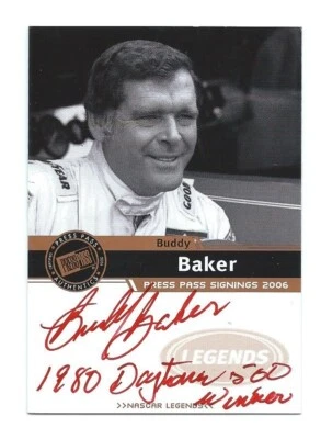 2006 Press Pass Signings Buddy Baker Inscriptions Certified Autograph RARE! - Image 1 of 2