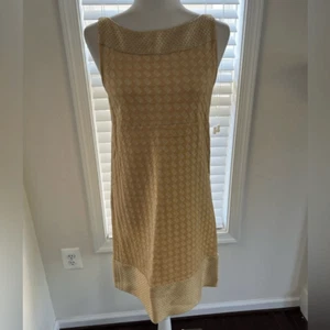 DVF Gold Sleeveless Woven Shift Dress size 6 - Picture 1 of 13