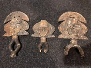 Kota - Guinée- Ensemble de 3 statuettes bois ethnique anciennes - Fétiches - Imagen 1 de 6