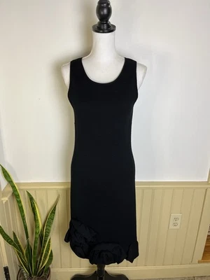 Vestido Etcetera Lana Negro Clásico Midi M Roseta LBD Dinero Antiguo Fiesta de Vacaciones Foto 1 de 4