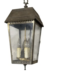 Lanterna a sospensione cortile carrozza vintage luce pendente ottone - Foto 1 di 12