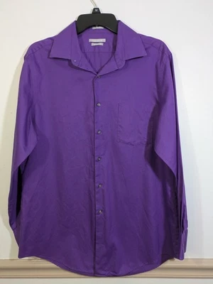 Van Heusen Mens 16 32/33 Athletic Fit Lux Sateen Shirt Long Sleeve Purple - Image 1 of 4