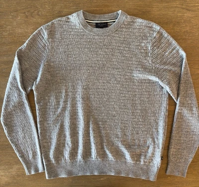 Ted Baker Lentic Textured Crewneck Sweater-Gray Pullover-Men's Size 3 Medium - Image 1 of 4